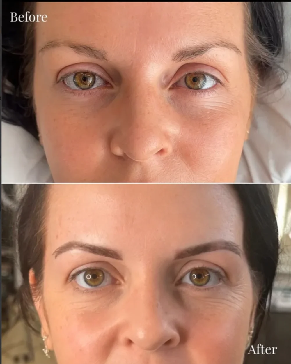 Ombre Powder Brows treatment, before above and after below